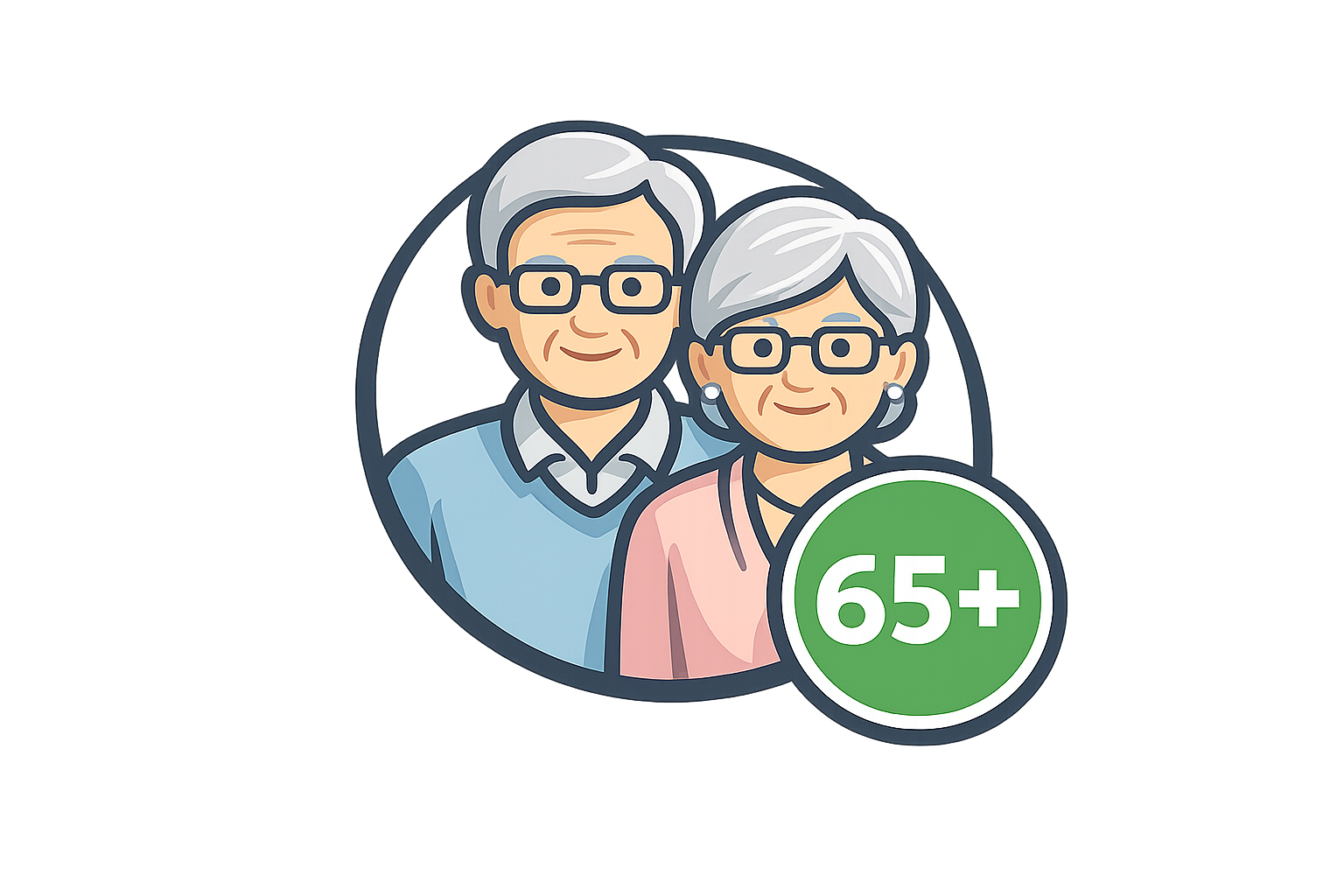 Ícone de idoso(a) 65+ para representar elegibilidade ao BPC/LOAS